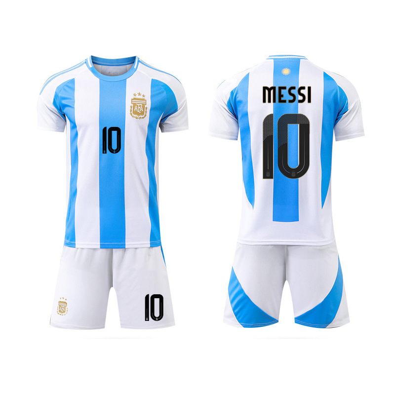 2024 Argentina Football Uniform Home 10 Mercy America Cup Jersey Men's and Children's Sports suit Customized Cross-border