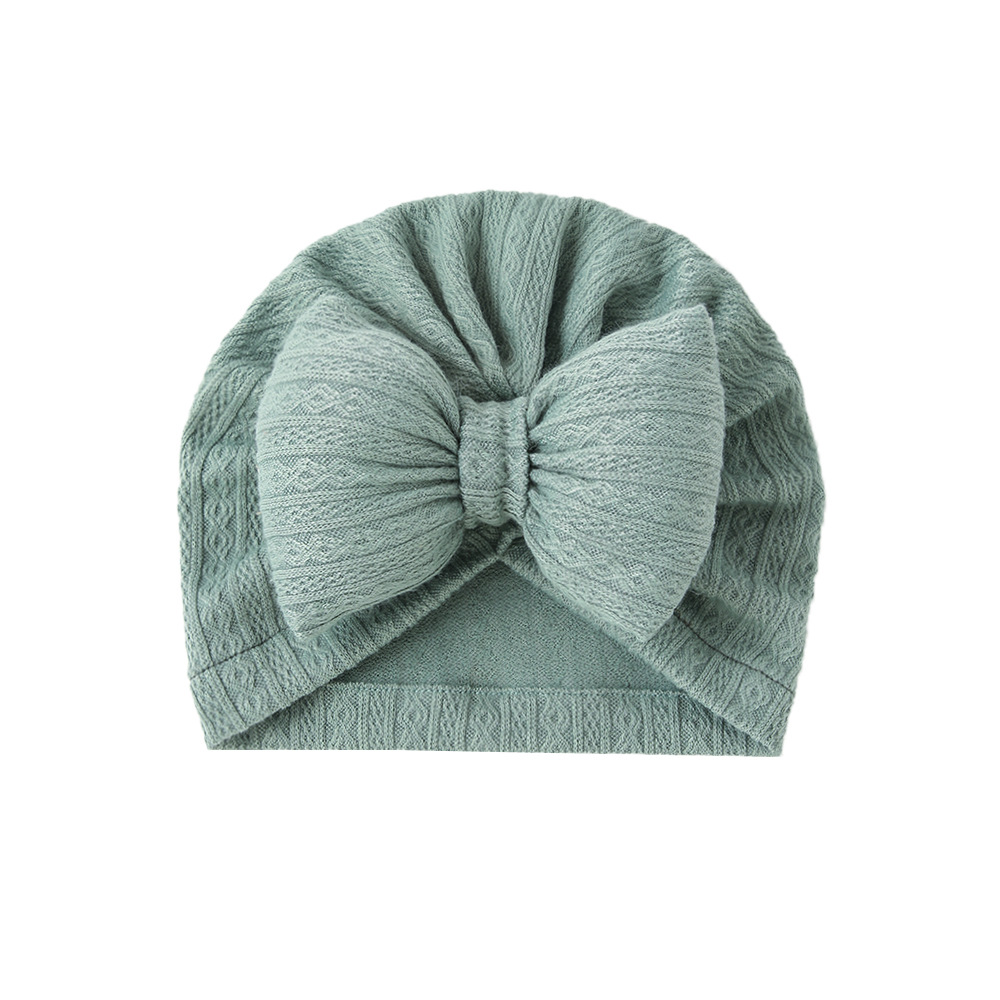 Picture of European and American New Baby Knitted Cotton-Filled Large Bow Kidsren's Pullover Hat Boat Hat Baby Turban Hat Ins Cross-Border