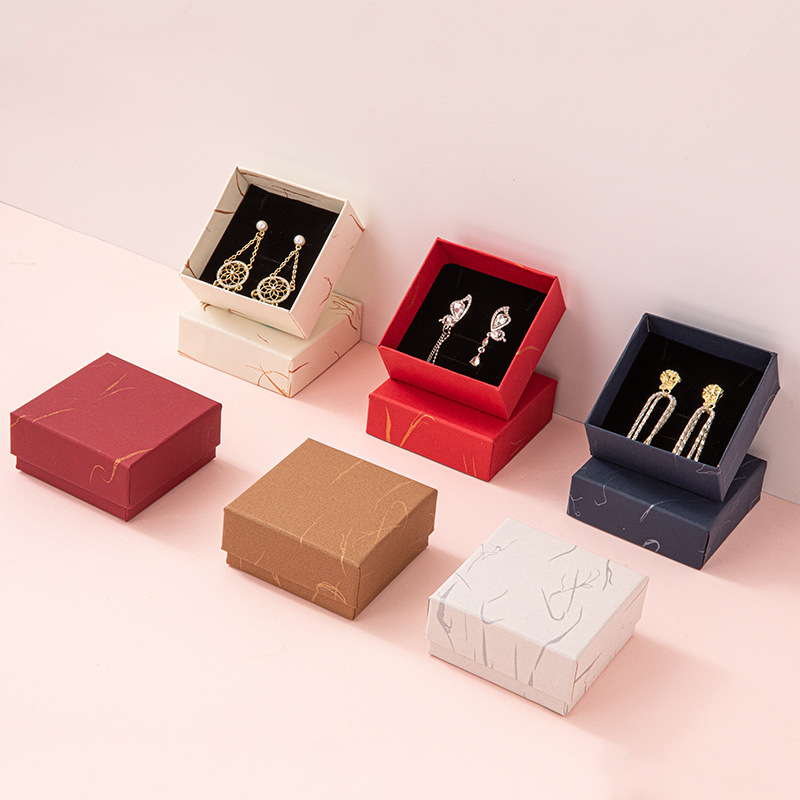 Factory in stock lid jewelry box earrings ring necklace gift box exquisite marbling jewelry box