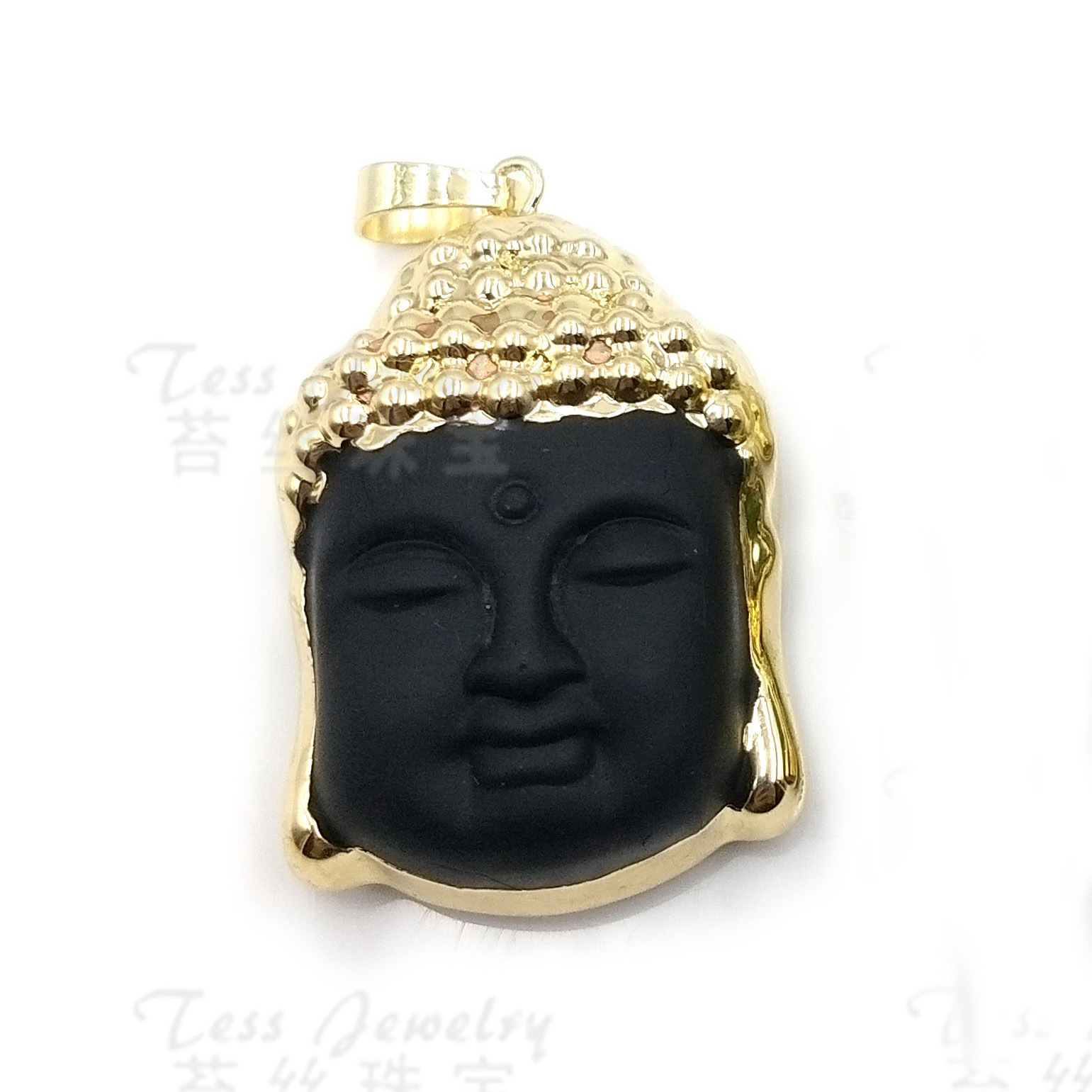 Picture of Gold Hand-carved Sakyamuni Head Pendant Obsidian White Crystal Green East Mausoleum Necklace Jewelry 2025 Cross-border