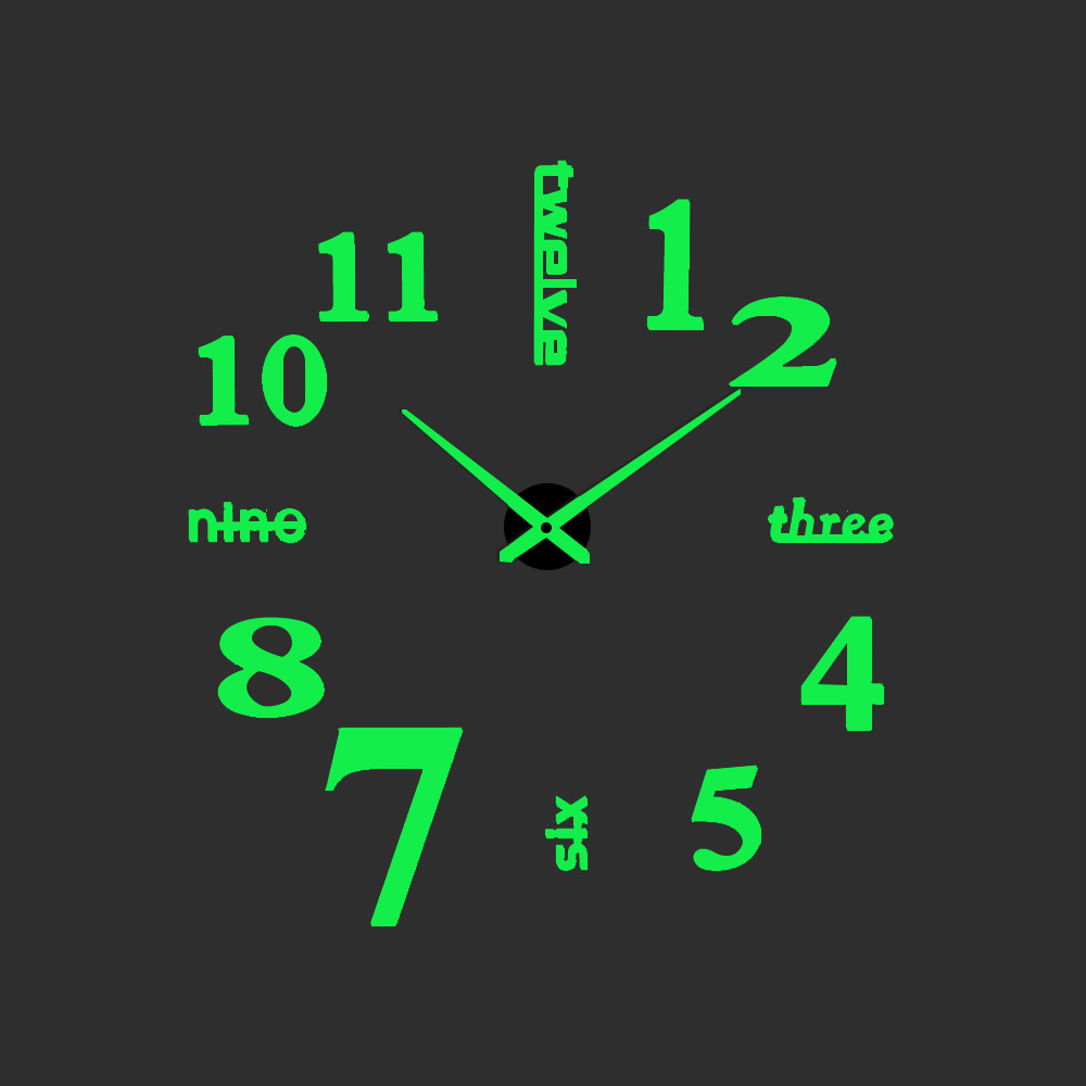 Hot Sale Large Simple Luminous Wall Clock DIY 3D Mirror Sticker Digital Clock Acrylic Mute Living Room Clock