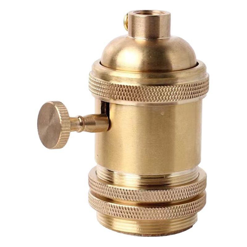 E26 E27 American gauge pure copper lamp holder retro lamp holder knob switch chandelier DIY lamp accessories