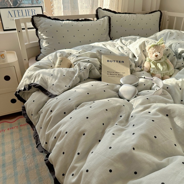 Picture of Class a French Bedding Four-Piece Set Pure Cotton Double-Layer Gauze Quilt Cover Bed Sheetss Summer Bed Bed Sheetss Dormitory Three-Piece Set 4