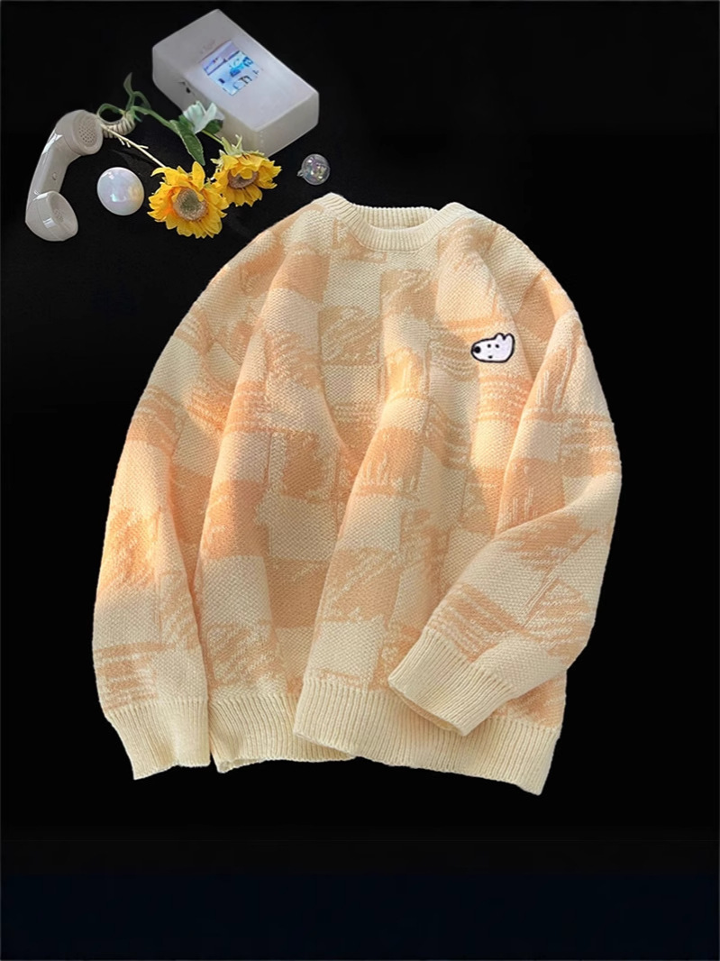 Fashion 2024 Autumn/Winter New Vintage Loose Knit Sweater Japanese Lazy Style Couple Outfit Trendy Distressed Craftsmanship