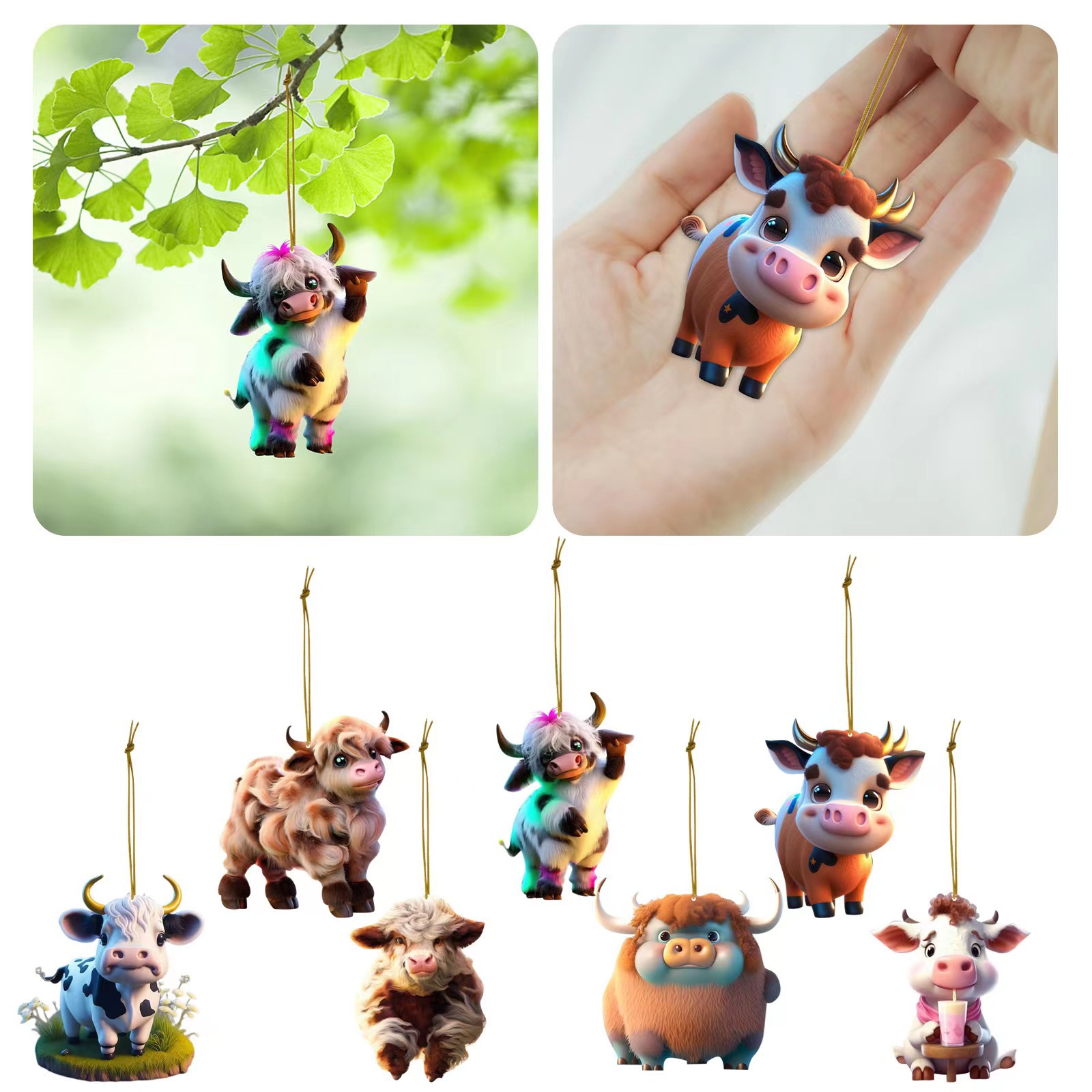 2023 cross-border independent station HD acrylic cute animal decoration pendant Christmas tree home decoration small pendant