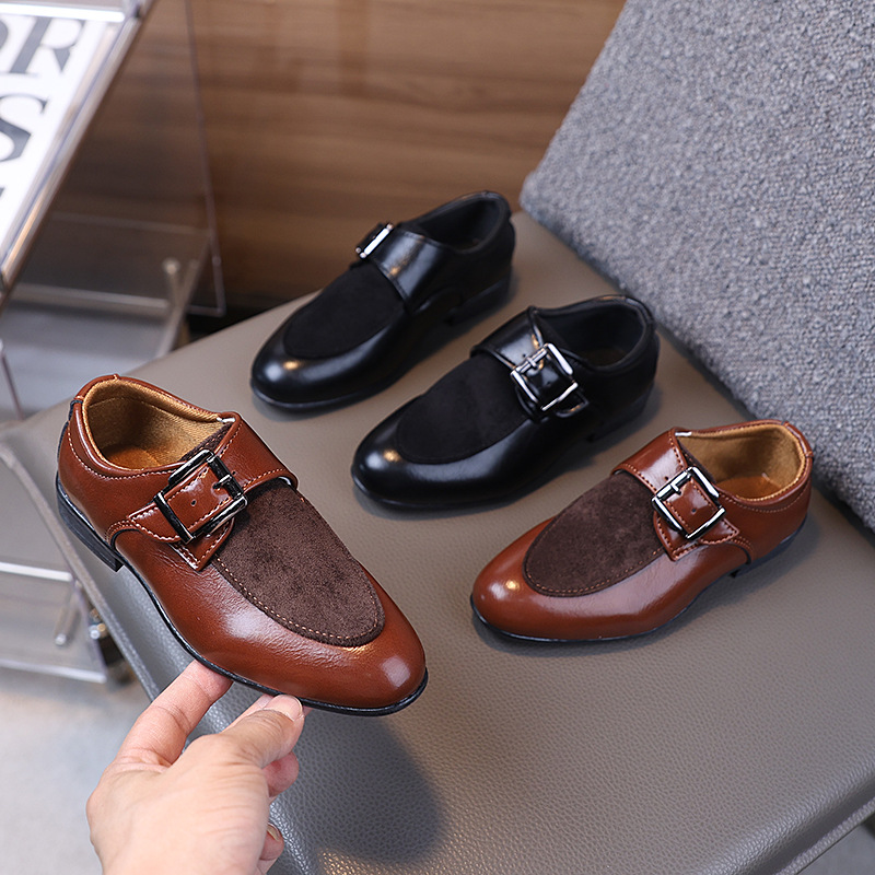 Boys' Leather Shoes, New Formal Casual Shoes, British Style Korean Style Speech Performance Shoes, Versatile Pointed-Toe Shoes