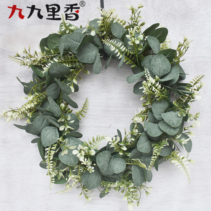 Artificial Garland Eucalyptus Leaves Money Leaf Grass Ring American Wall Window Wedding Party Decoration Persian Grass Door Ring