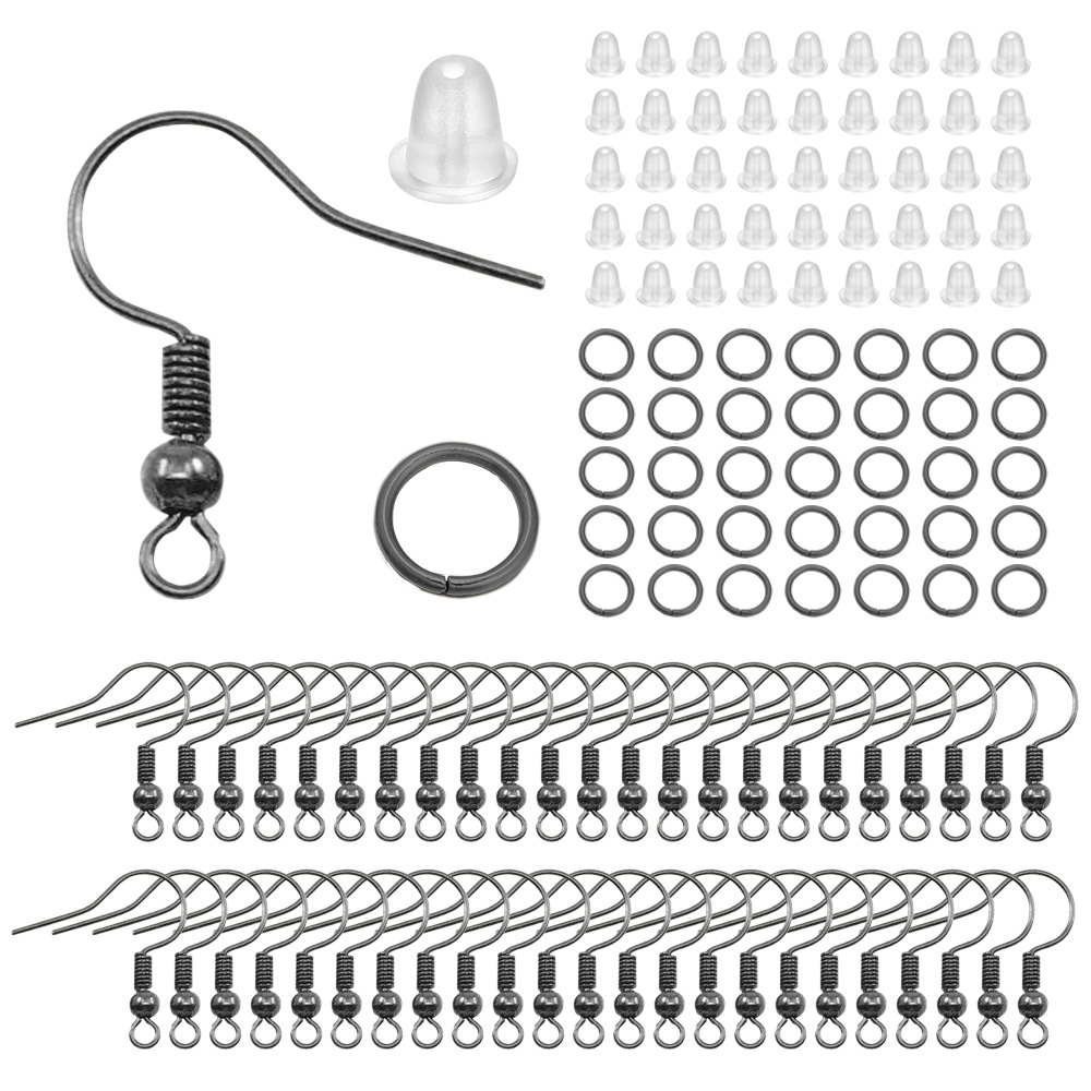 Picture of Diy jewelry accessories ear hook single ring earplug suit 4mm single ring big ear hook 4mm small size ear plug 100