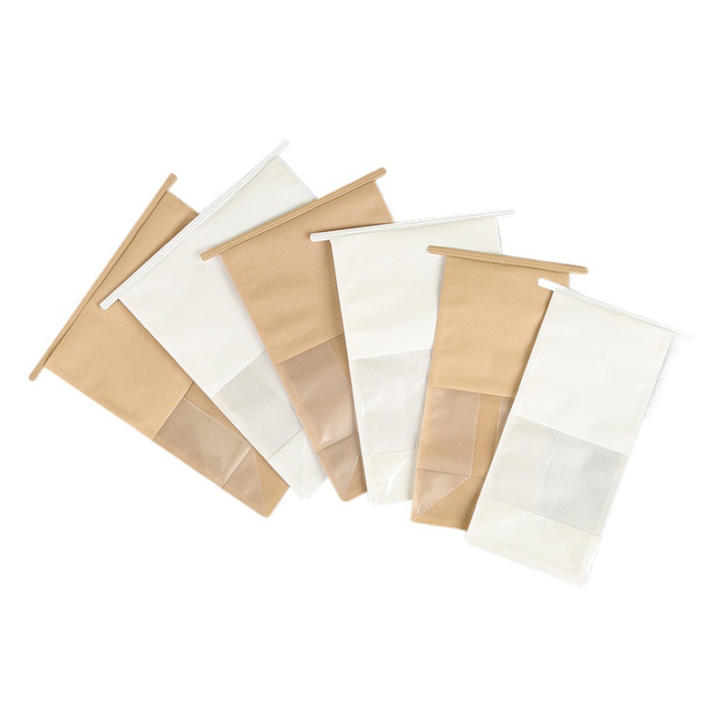 in stock can be customized toast bread bag wire curling self-sealing bag kraft paper bag window spray film sesame potato packaging bag