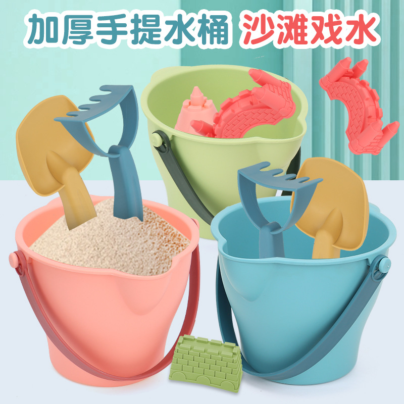 Cross-border children's summer plastic castle beach bucket toy suit baby playing sand cassia seed digging sand shovel water