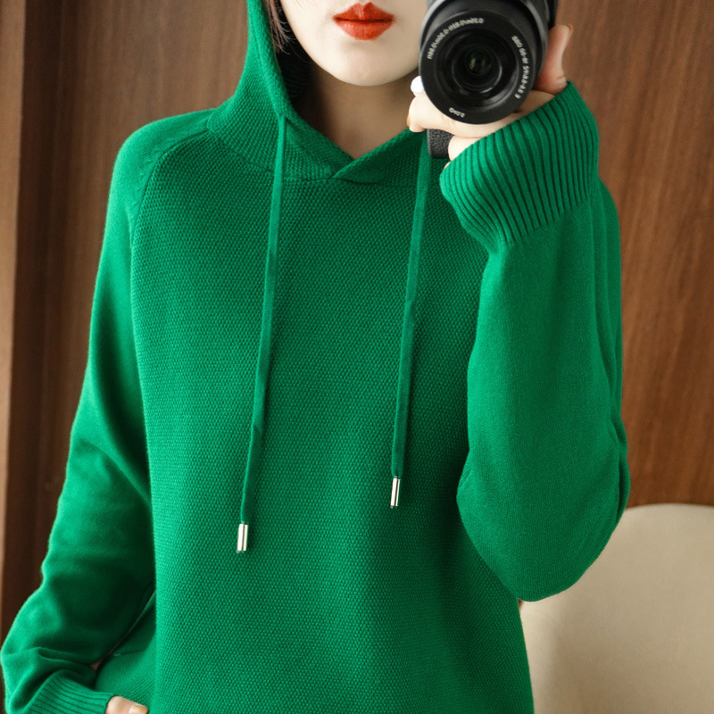 Picture of Hooded Sweater Women's Spring and Autumn 2025 New Hoodie Base Shirt Inner Knitted Shirt Casual plus size Hooded Sweater Women