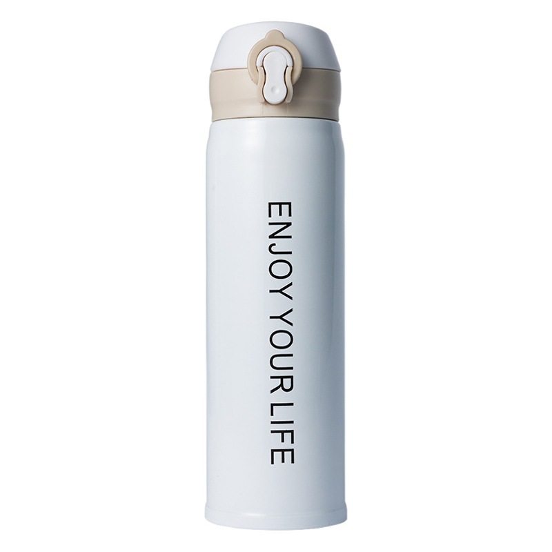 Simple and Trendy Stainless Steel Thermos Cup with Good Looks, Simple and Portable Pop-Up Lid Straight Cup, Solid Color Water Cup for Girls