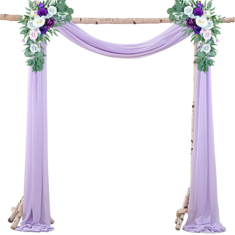 Picture of Cross-Border Popular Wedding Forest Lawn Outdoor Arch Decoration Wedding Arrangement Curtain Pearl Chiffon Gauze Curtain