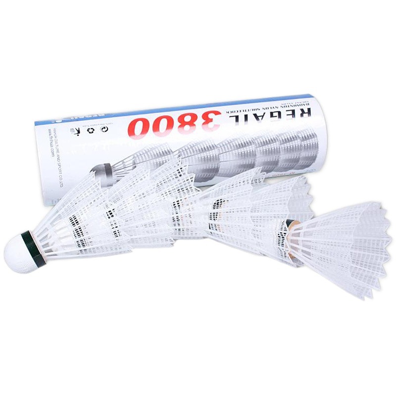 Regail 3800 Nylon Balls 6-Pack Barreled Plastic Badminton Ruffled Ball Outdoor Durable Table Fiber Head Badminton