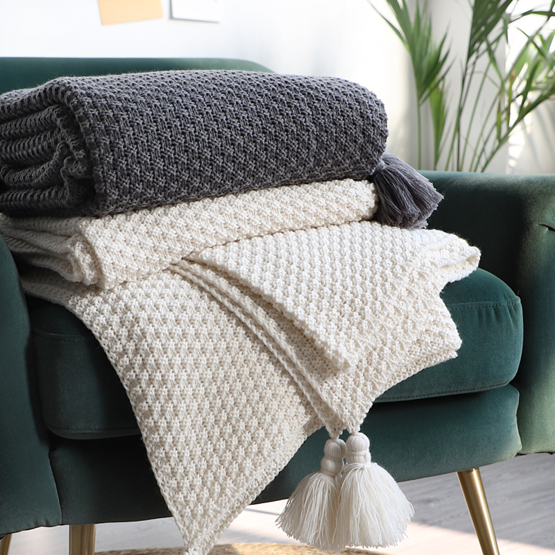 Nordic Retro Large Sling Woven Blanket Homestay Bed Tail Blanket Bed Tail Towel Blanket Bed Flag Cover Blanket Sofa Blanket Nap Blanket