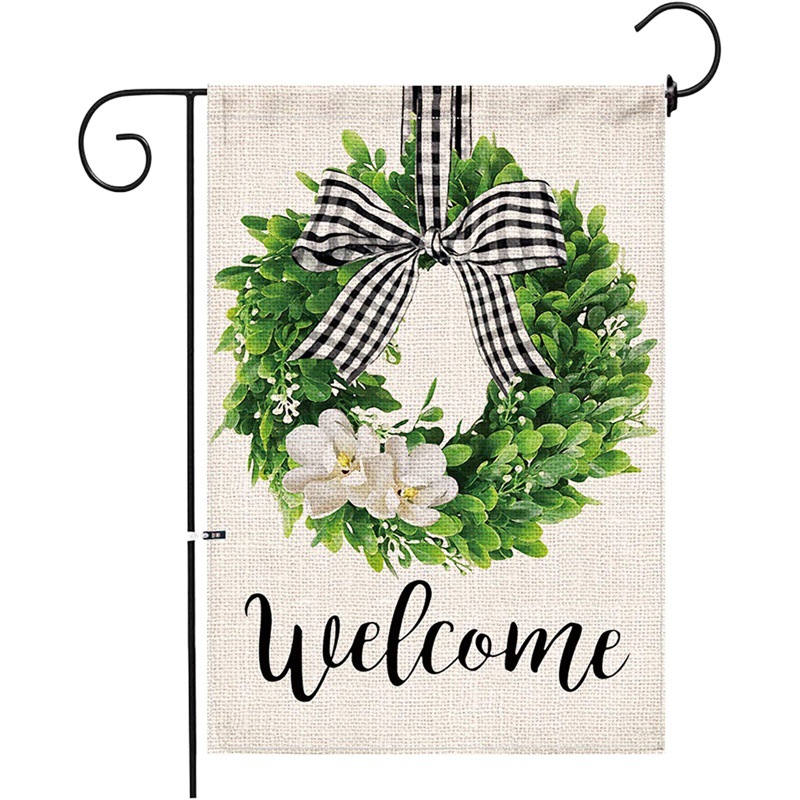Cross-border Hot Plant Flower Digital Printing Linen Garden Flag Spring Atmosphere Courtyard Layout Flag Wholesale