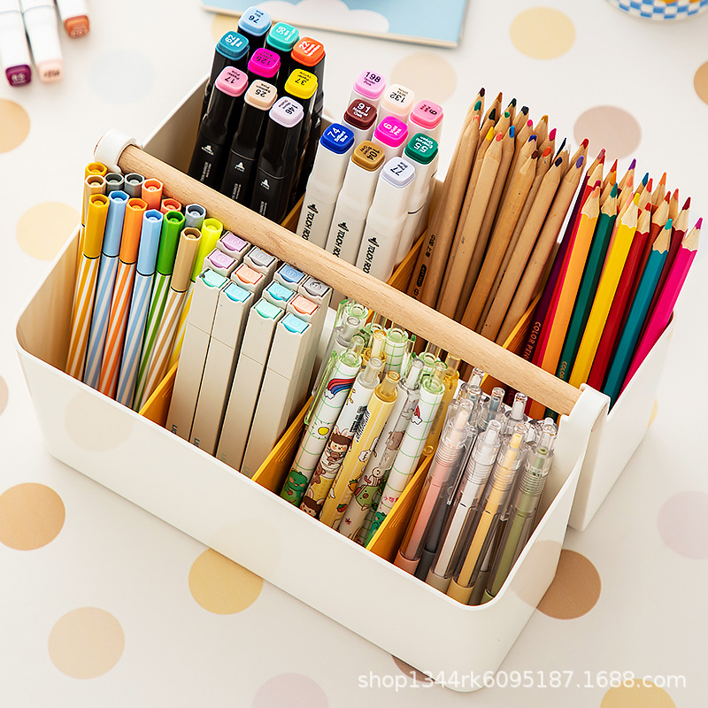 Large capacity pen holder children's watercolor pen marker pen brush storage box book desktop boys and girls stationery pencil bucket