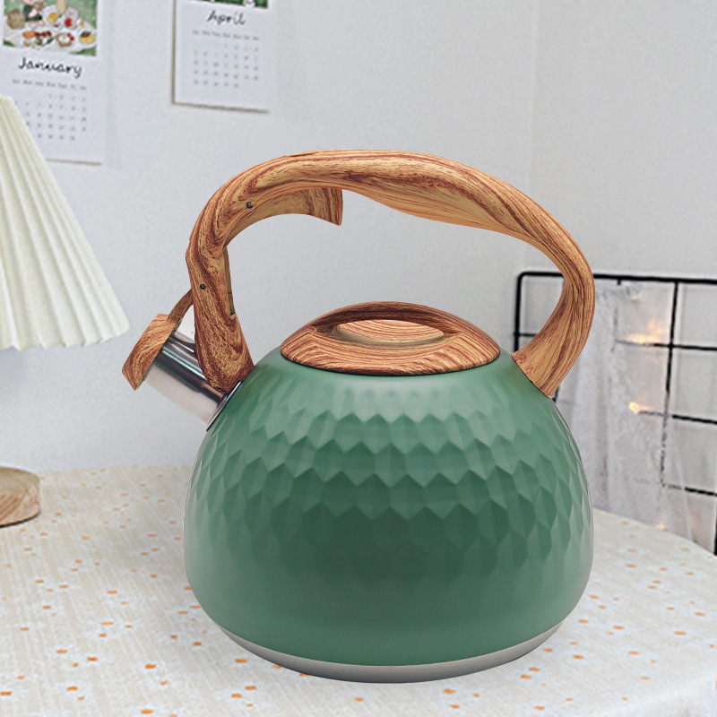 Picture of YAWARD one-button opening and closing 3L stainless steel whistle kettle hammer pattern whistle kettle kettle open flame induction cooker