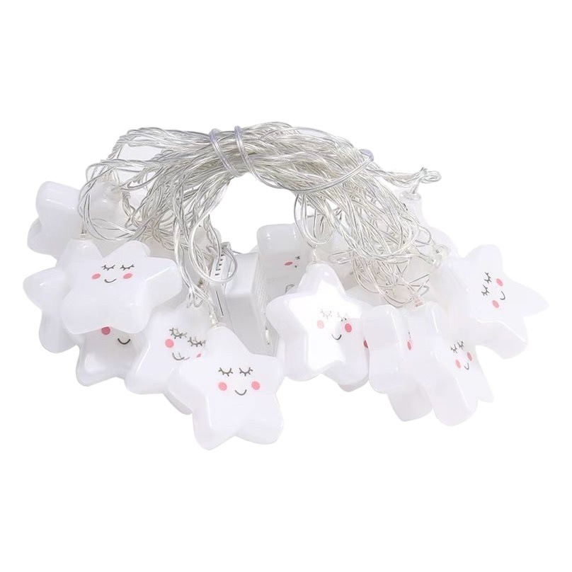 LED cute smiling face stars decorative lights flashing lights string lights room layout lights Christmas children's room kindergarten