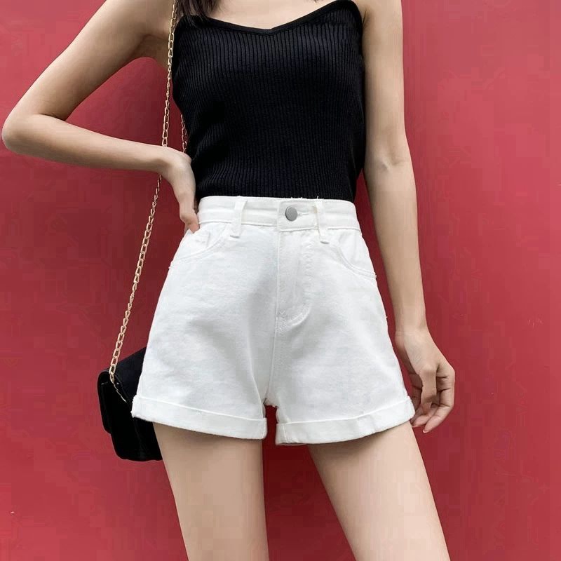 Picture of Summer Thin Ins-style Korean Style High Waist Slimming Denim Shorts Women's Loose A- shape Outer Wear Curled Wide-leg Hot Pants
