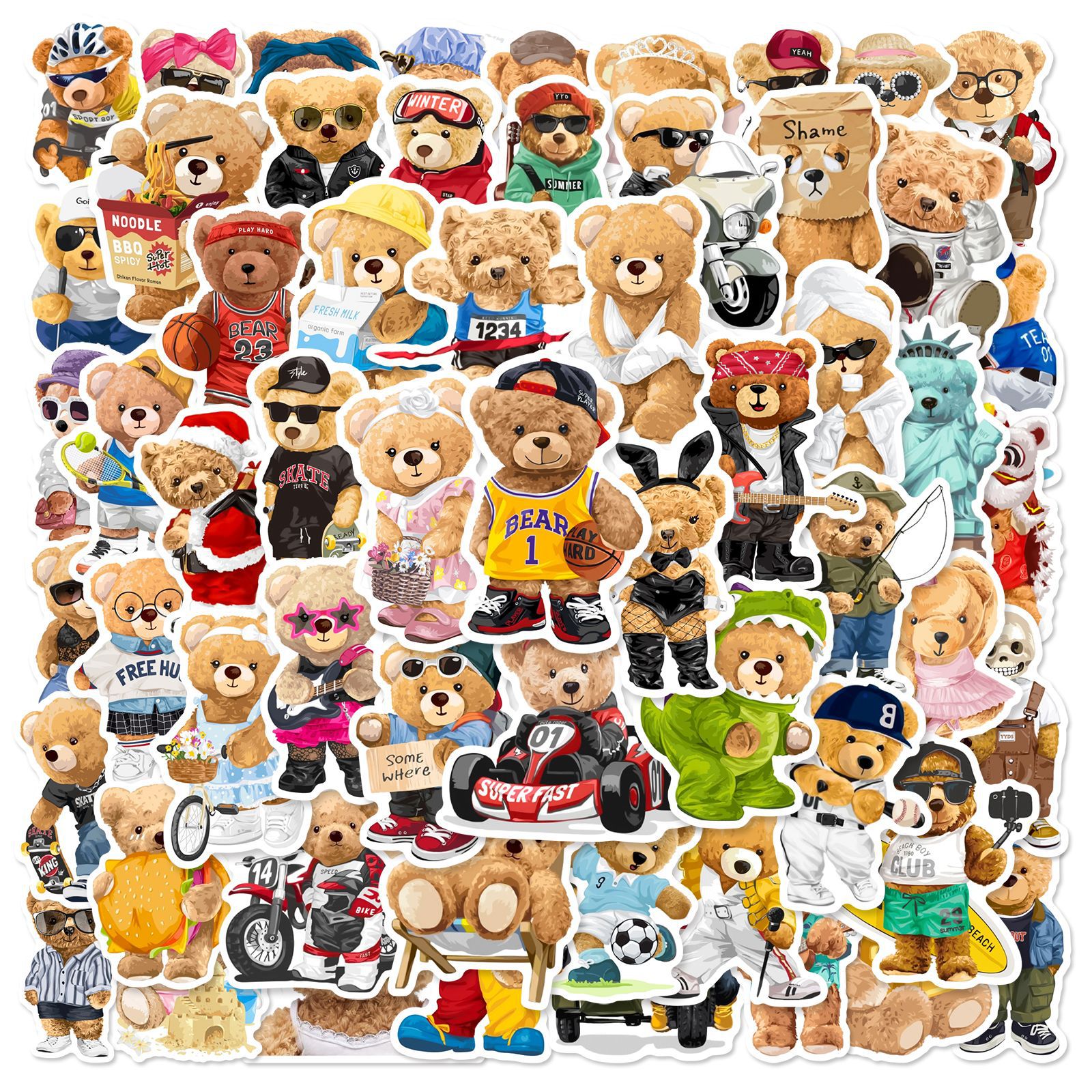 60 cute doll bear graffiti stickers vacuum cup kettle phone case flat guitar speaker graffiti stickers