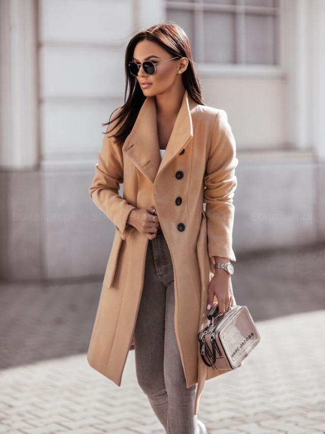 Picture of 2024 autumn and winter Europe and the United States new cross-border women's clothing Amazon woolen cloth coat solid color strap long woolen coat