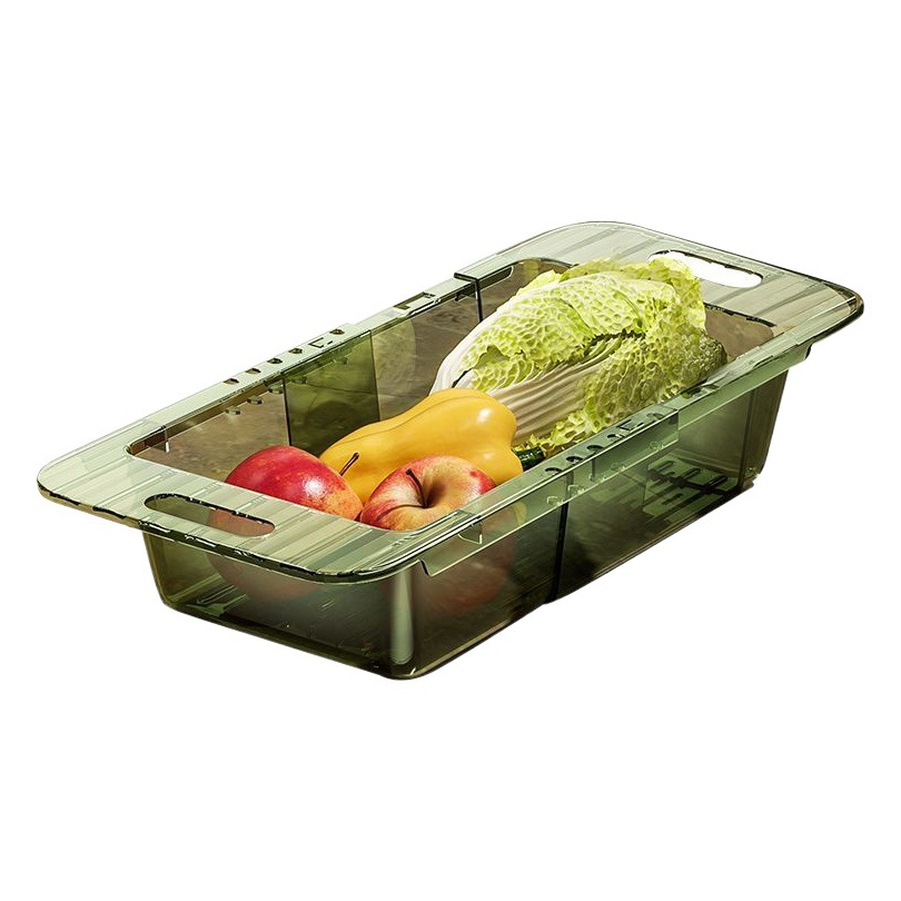 Picture of Kitchen Extendable Drain Rack Vegetable Washing Basin Drain Basket Household Plastic Sink Water Drainage Basket Sink Vegetable Basket Storage Rack