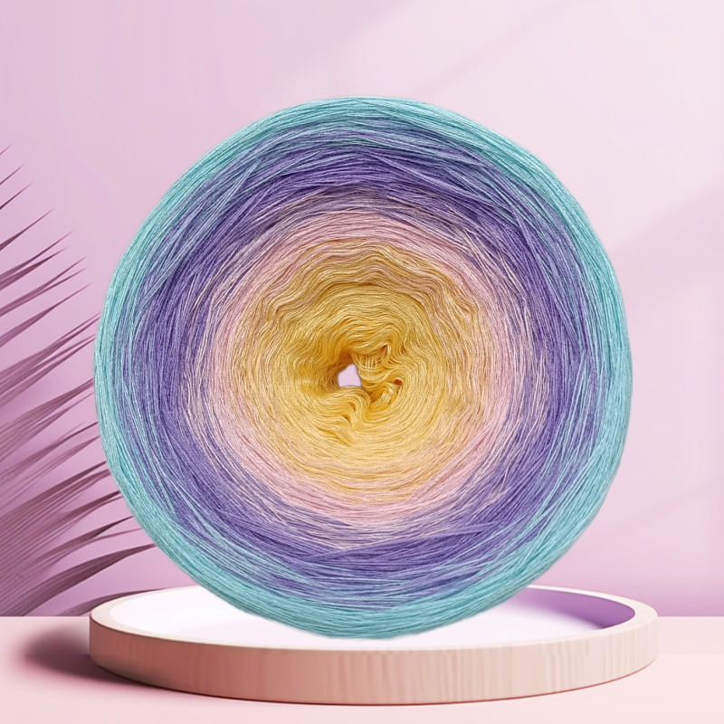 Spring and summer lace cotton cotton fairy thread rainbow cake thread gradient hand-knitted woolen shawl stick needle crochet thread
