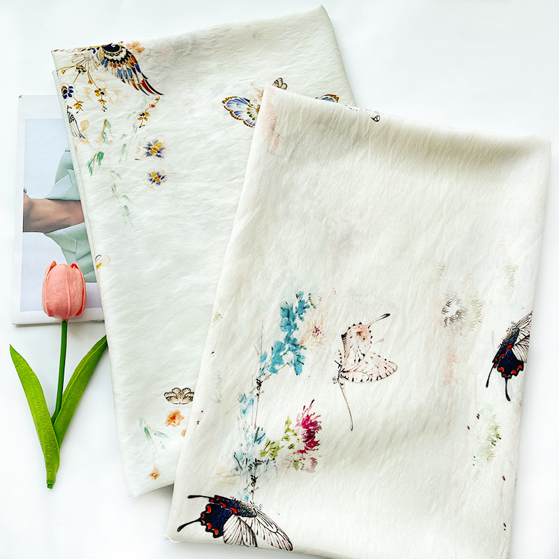 Kite Butterfly New Chinese Style Digital Printed Fabric Brocade Cotton Fabric Cheongsam Dress Top Hanfu Fabric