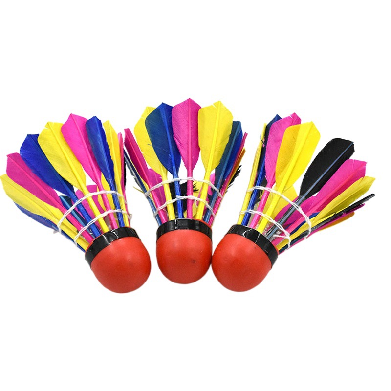 Hangyu red leather head color badminton windproof wind-resistant amateur training entertainment badminton rubber head badminton