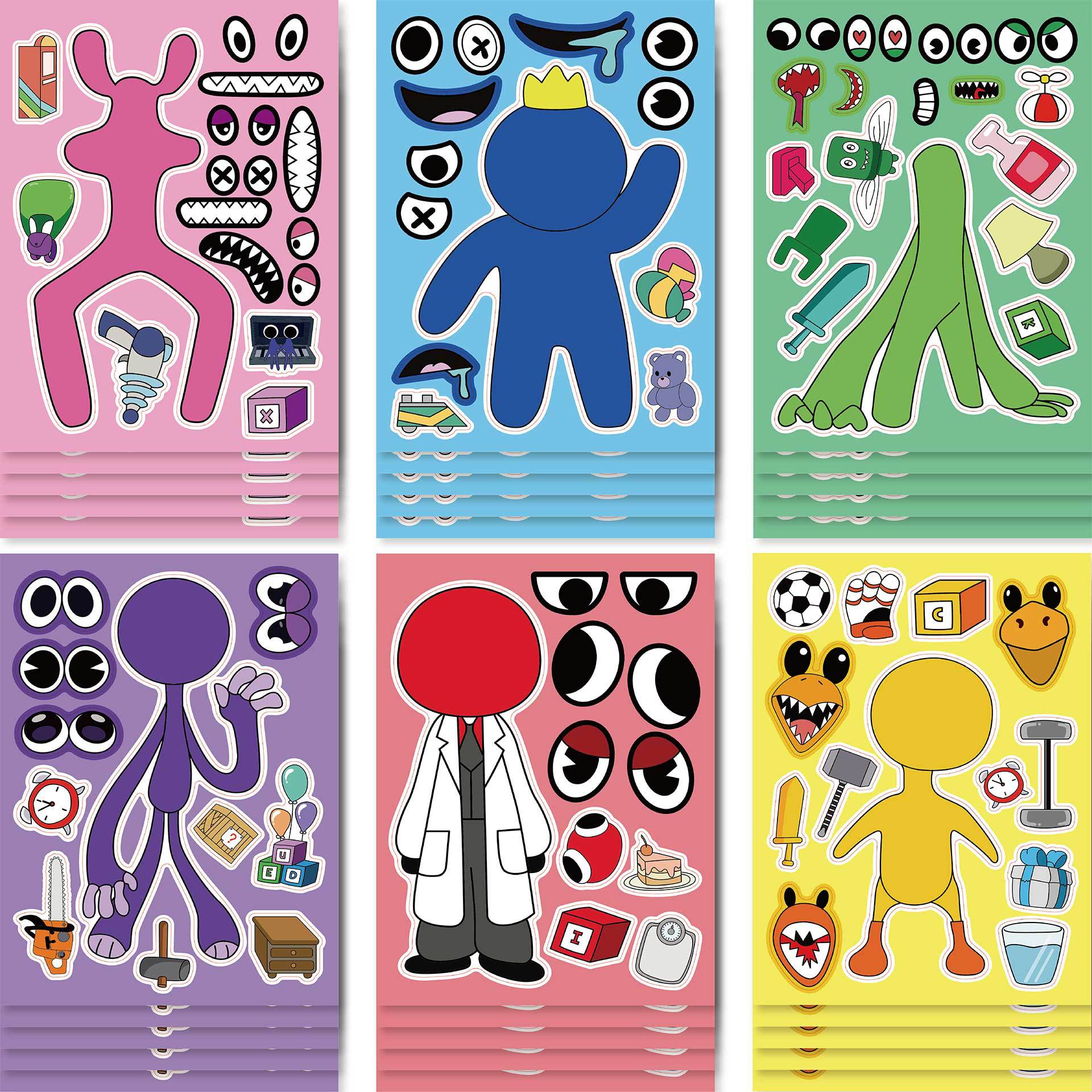 CM2302004 Rainbow Friends Children's Anime Cartoon Parent-Child Interactive Puzzle Puzzle Hand Account DIY Sticker
