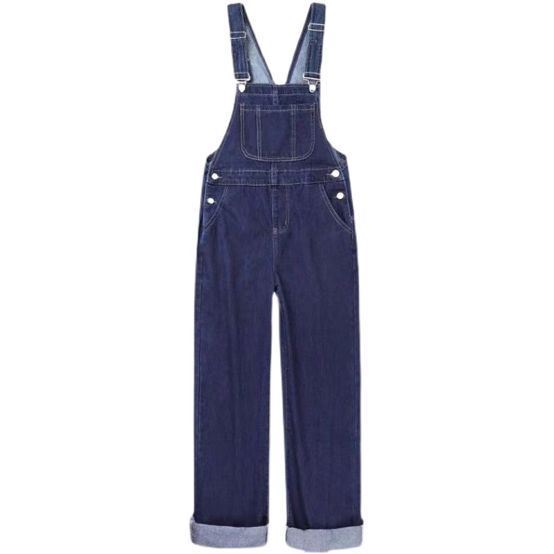 Salt Denim suspender pants for women 2023 Autumn New loose design sense small age-reducing slimming wide-leg pants