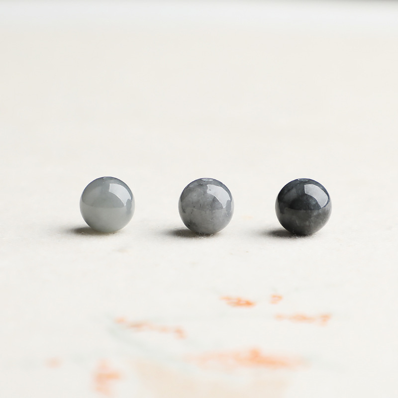 Picture of Natural Burma A Jade Round Beads High Waxy Ice Black Black Beads DIY Necklace Bracelet Accessories