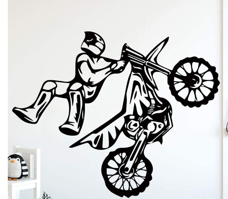 Stunt motorcycle extreme sports creative carved wall stickers
