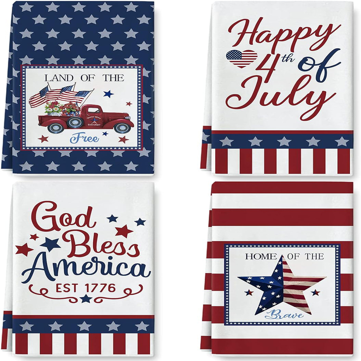 Cross-border TEMU supply microfiber Independence Day 3D printed towel kitchen suction wash towel face towel