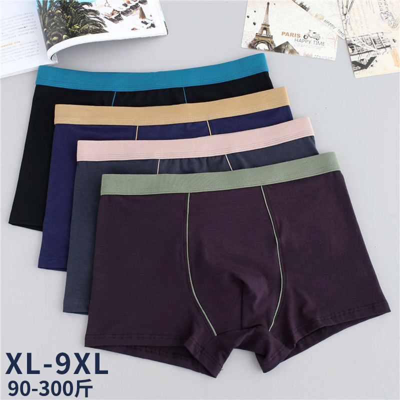Picture of Men's cotton underwear plus size fat guy boxers breathable 3D seamless sexy youth cotton red boxers
