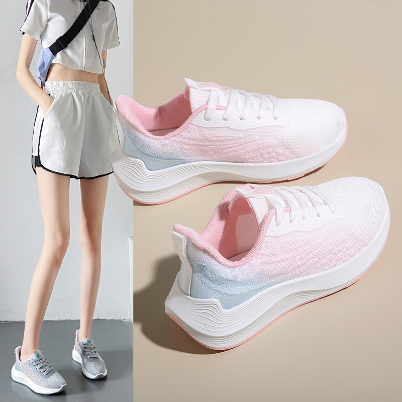 Fashionable Lightweight Soft-Soled Sports Shoes for Women 2025 Spring New Lightweight Military Training Running Shoes for Women Fly-Knit Breathable Women's Shoes