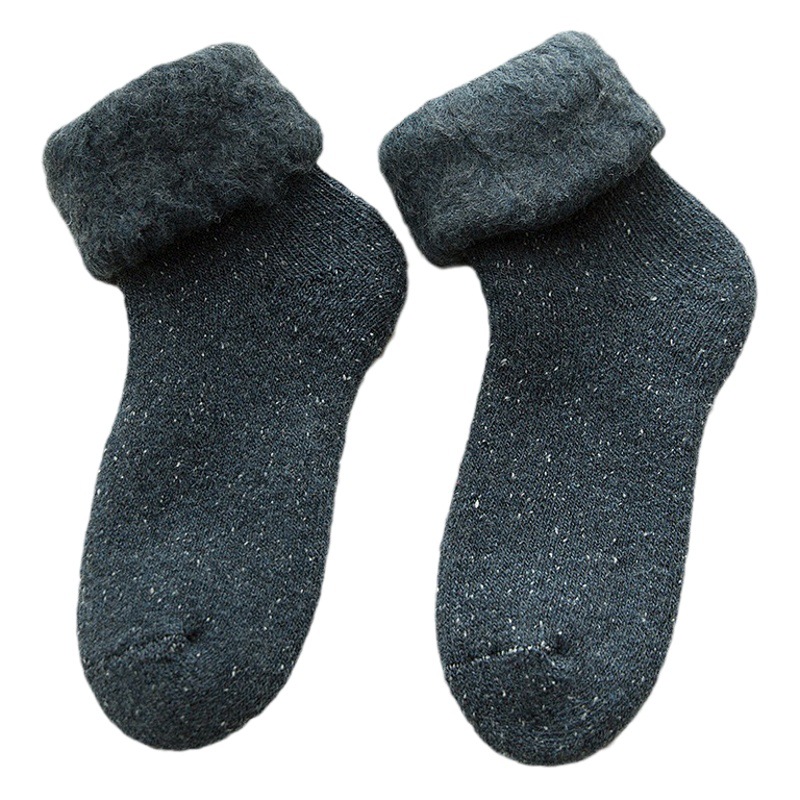 New wool socks winter women's socks padded velvet snow socks warm solid color wool socks wholesale