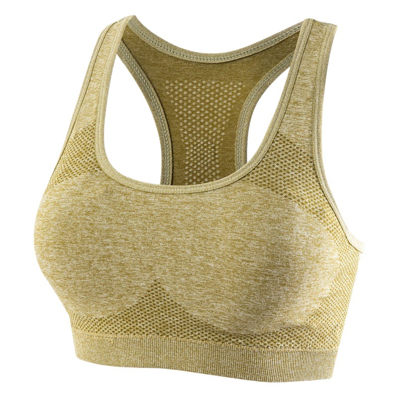 Cross-Border Sports Bra for Women Without Steel Rings with Built-In Chest Pad Yoga Fitness Elastic Seamless Push-Up Bra Running Vest
