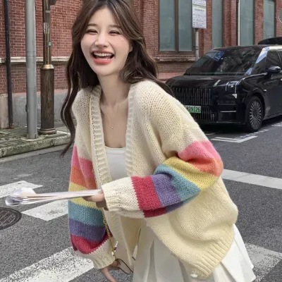 Mohair Knitted Cardigan Autumn Women's 2025 New Style Small Loose Design Sweet Loose Jacket Trendy