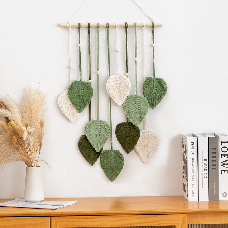 Picture of Cross-border new five-color ten-leaf hand-woven wall hanging leaf tapestry home wall decoration wall decoration