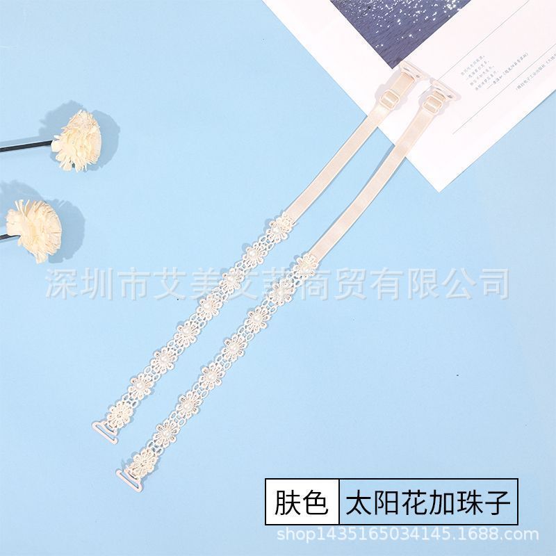 Picture of High-value pearl lace shoulder strap underwear strap off-line collar shoulder adjustable exposed transparent beautiful back bra strap