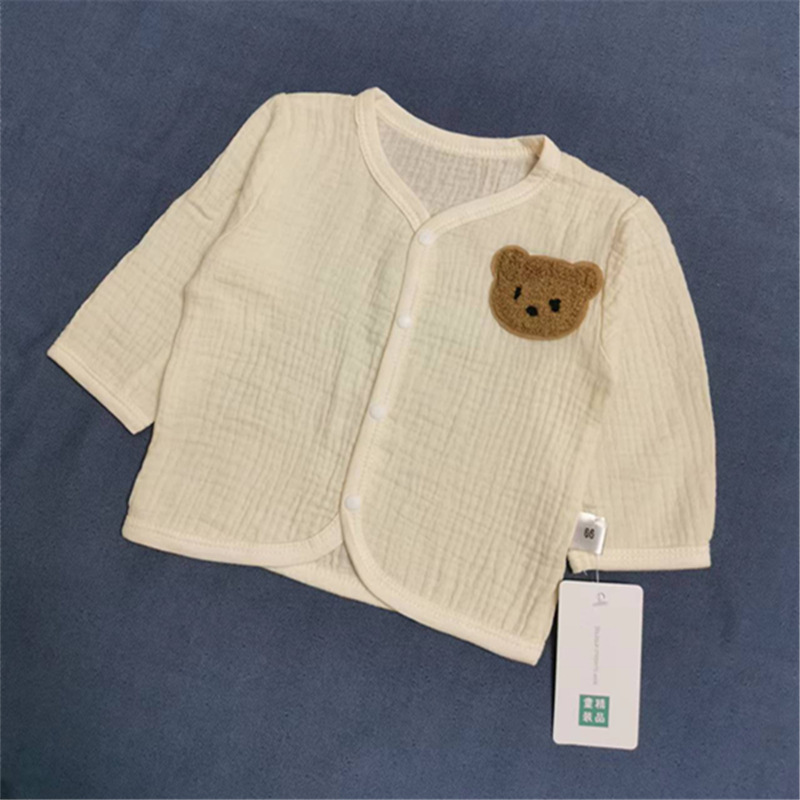Picture of Pure Cotton Gauze One-Piece Clothes Newborn Baby Short-Sleeved Summer Thin Harem Clothes for Men and Women Baby Pajamas Summer Crawl Clothes