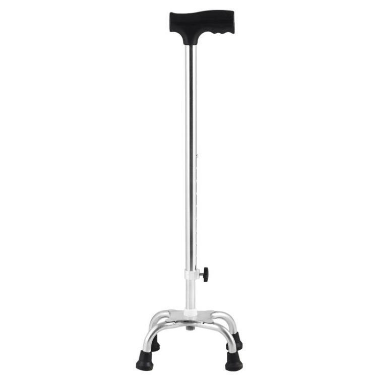 Picture of Wholesale all stainless steel four-corner walking stick four-leg walking stick for the elderly retractable adjustable walking aid for the elderly