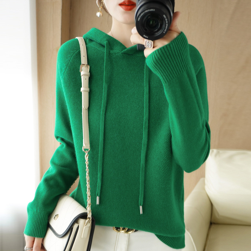 Picture of Hooded Sweater Women's Spring and Autumn 2025 New Hoodie Base Shirt Inner Knitted Shirt Casual plus size Hooded Sweater Women