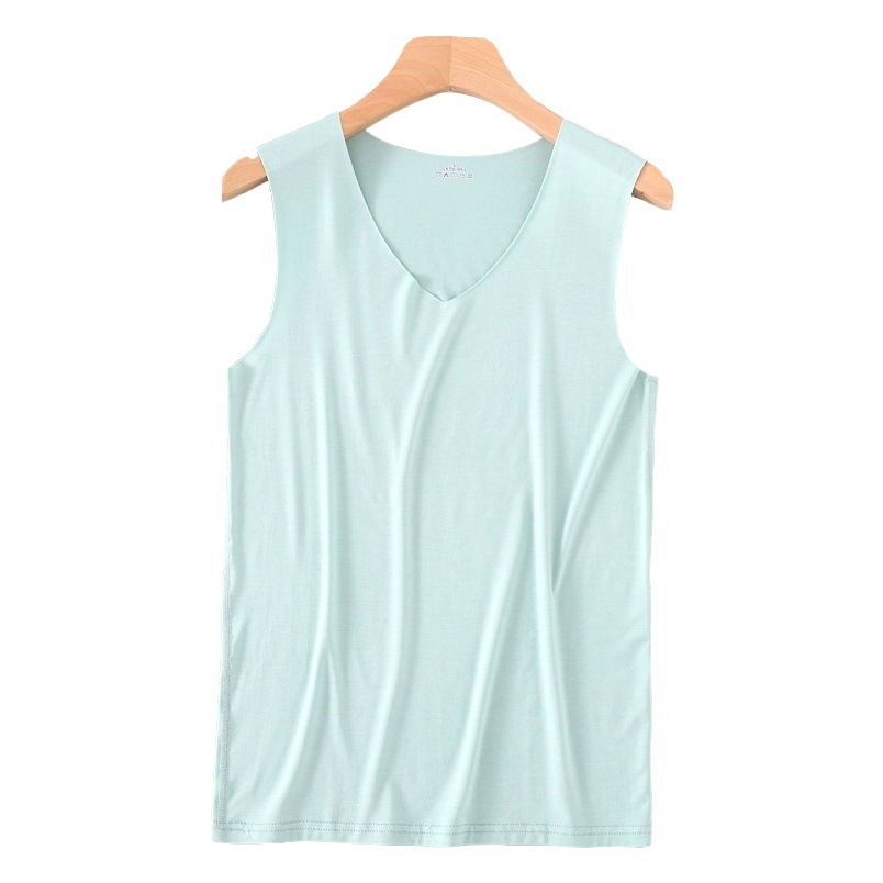 Picture of Men's Ice Silk Seamless Vest White Summer Tight Wide Shoulder V-Neck Sports Sleeveless Base Thin One-Piece Hair