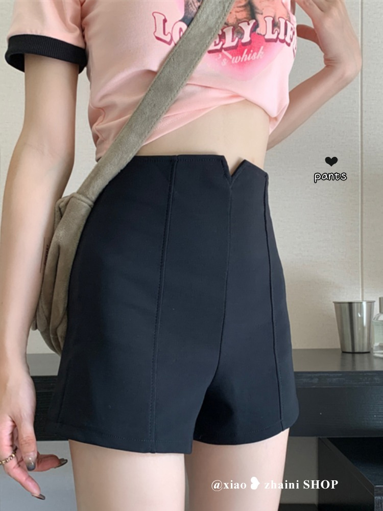 Black Suit Shorts Women's Summer Thin High Waist All-match Straight Wide Leg Pants Slim-fit Slimming A- line Hot Pants