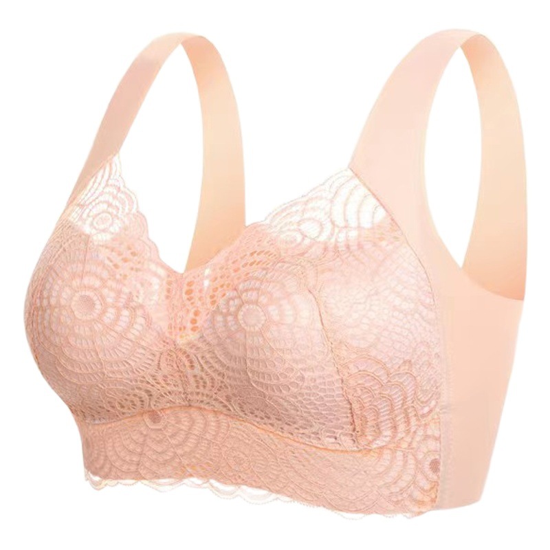 Cross-border TikTok Explosion No Steel Ring Bra No Mark Large Size Women's Underwear Sense Lace Beauty Vest-style Thin Bra