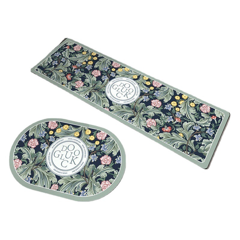New Chinese Style Floral Kitchen Diatom Mud Floor Mat Bathroom Floor Bathroom Entry Home Carpet Floor Manufacturer Wholesale