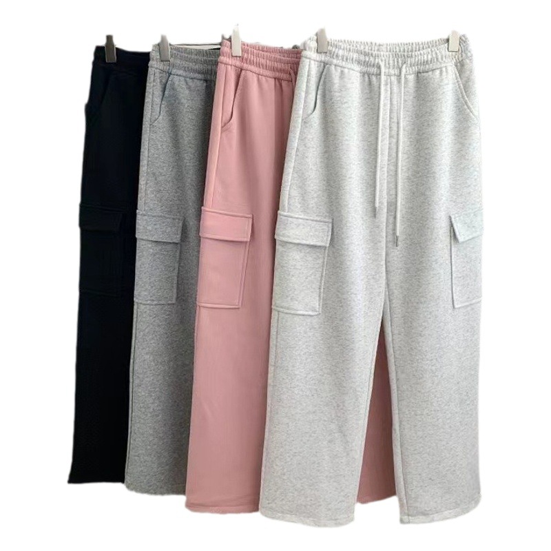 Cross-border foreign trade sports pants women's loose ankle-tied drawstring sweatpants new spring and autumn small wide-leg overalls pants